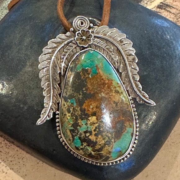 Jewelry - Rare Exceptional Vintage Old Pawn Royston Turquoise Sterling Pendant Necklace